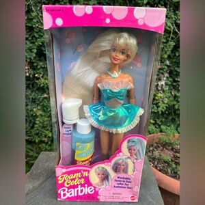 Vintage 1995 Barbie Foam'n Color Blue washable hair color